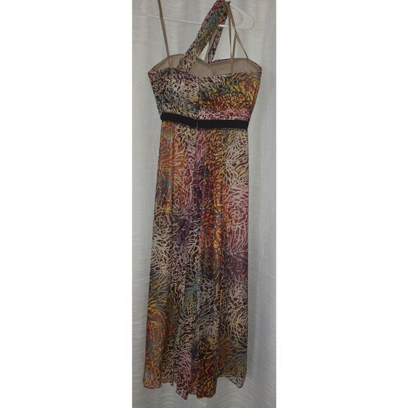 BCBG Max Azria Inga One Shoulder Silk Abstract Print Maxi Gown Dress Size 8 - Picture 2 of 7